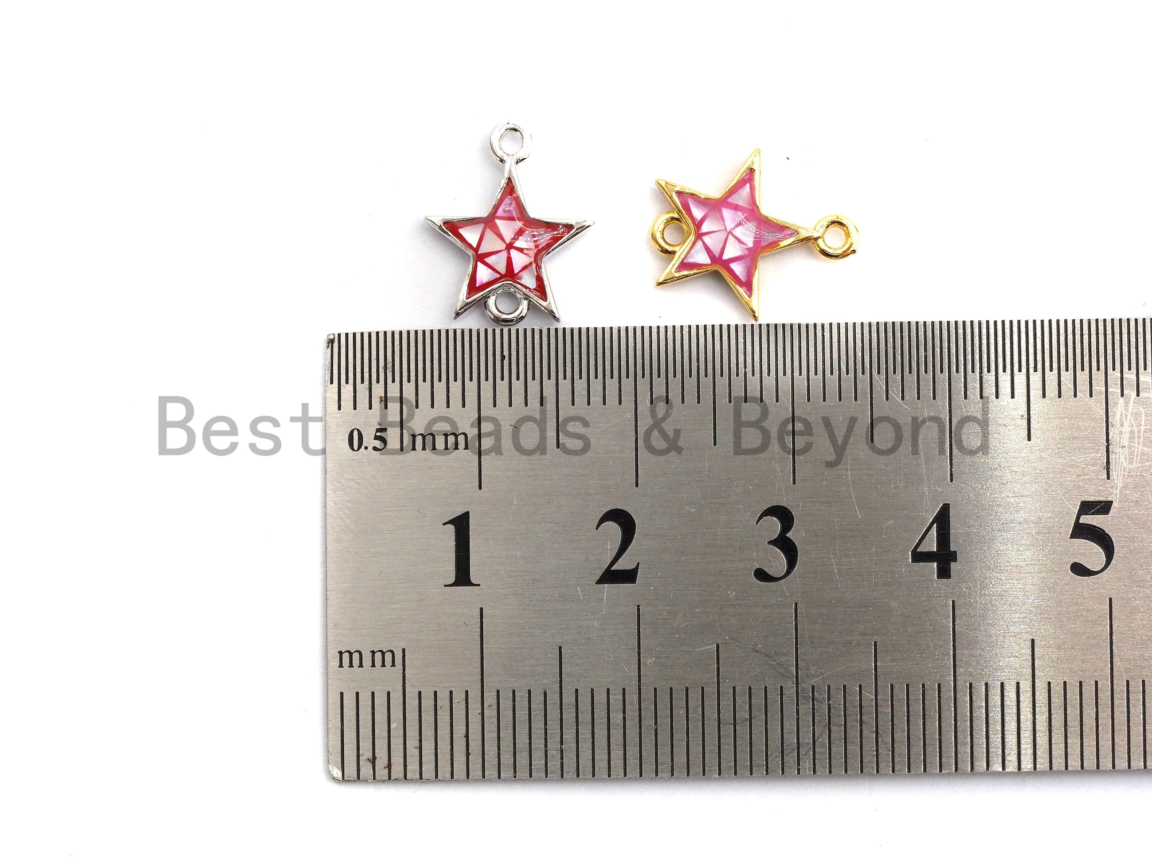 100% Natural Pink Shell Five Star Connector for necklace/bracelet Making, Fuchsia Pink Connector, Natural Shell Beads, 11x13mm,SKU#Z298