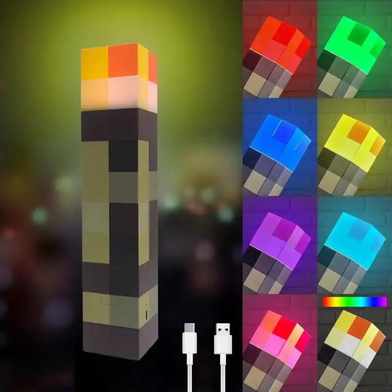 Upgraded Pixel Torch Night Light – USB Pluggable LED Wall Lamp | Handheld Flashlight for Kids Room, Holiday Party & Creative Home Decor,Gifts for Boyfriend.Birthday Gift