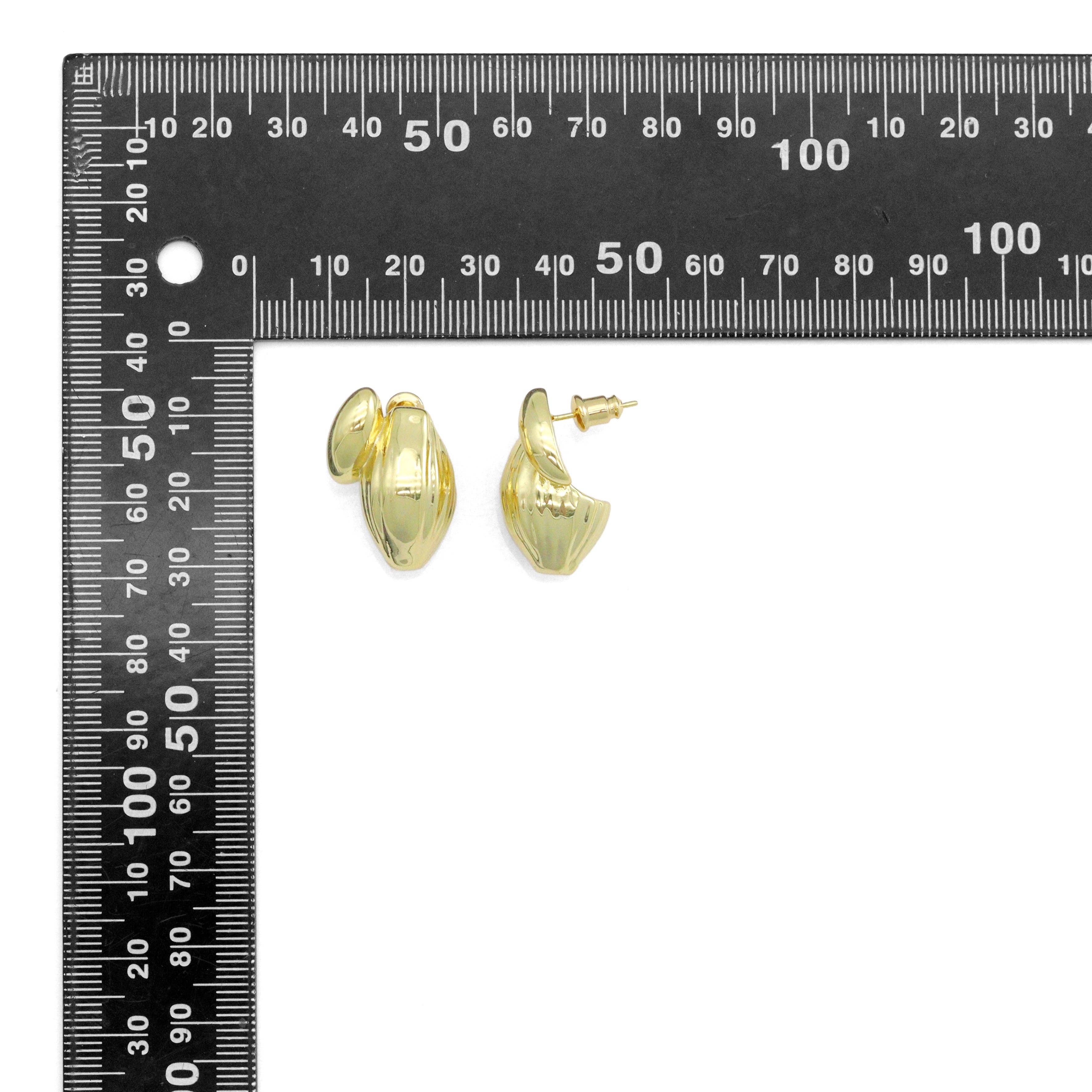 Gold Silver 3D Shell Stud Earrings, Sku#L736