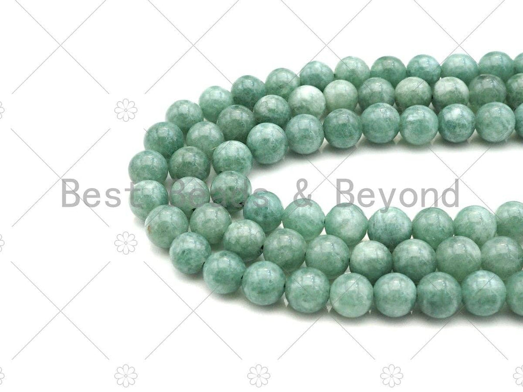 Natural Linden Green Jade, 6mm/8mm/10mm Round Smooth Jade, Dyed Jade, 15.5'' Full Strand, Sku#U994