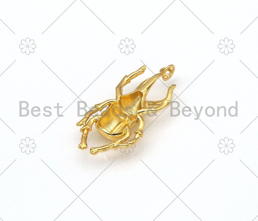 CZ Micro Pave Heart on Beetle Shape Pendant/Charm,SKU#Z1384C