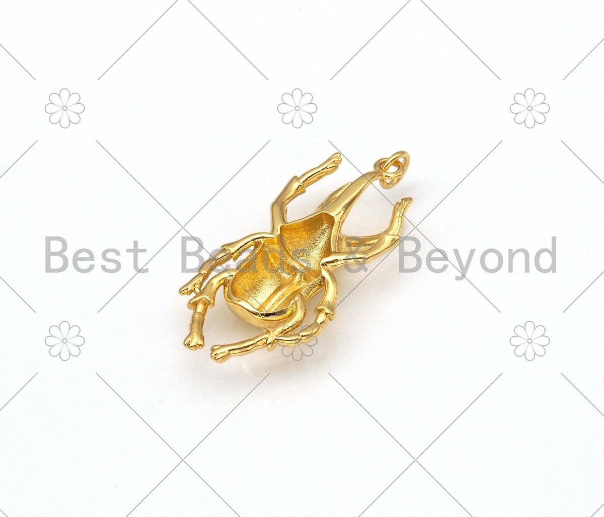 CZ Micro Pave Heart on Beetle Shape Pendant/Charm,SKU#Z1384C
