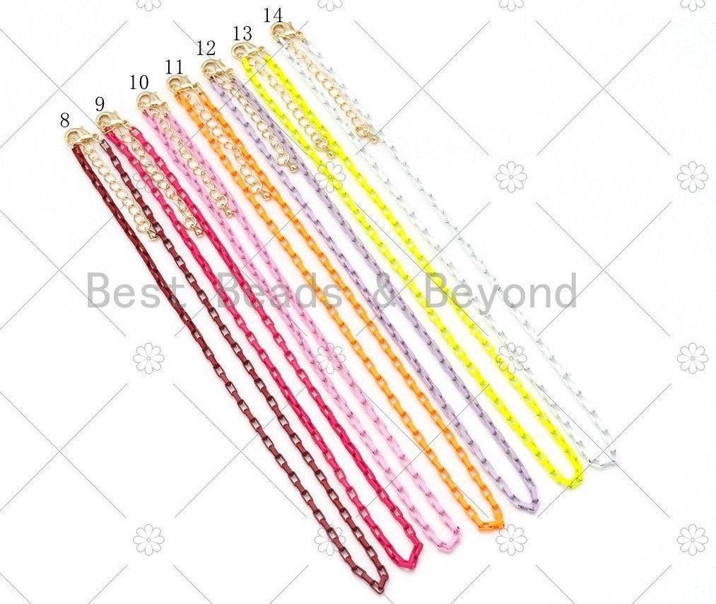 NEW Thin Enamel Box Chain Necklace, 16", Sku#EF75