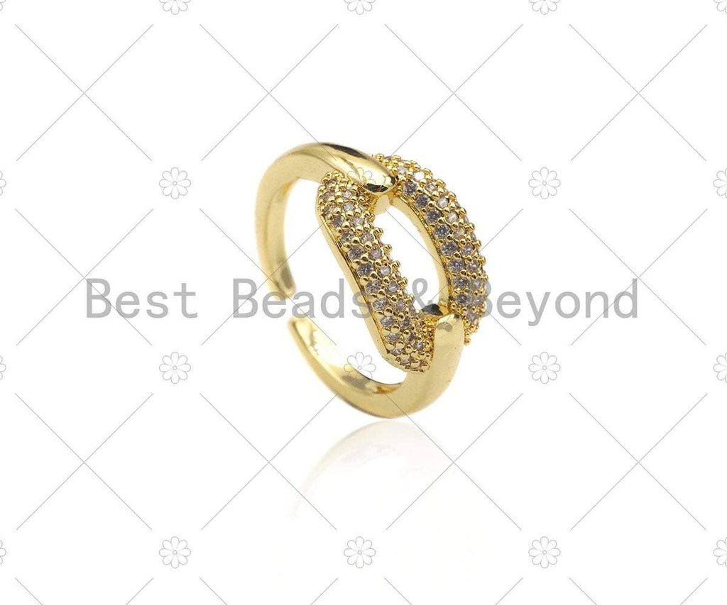 Colorful CZ Oval Link Open Ring, Sku#LD43C