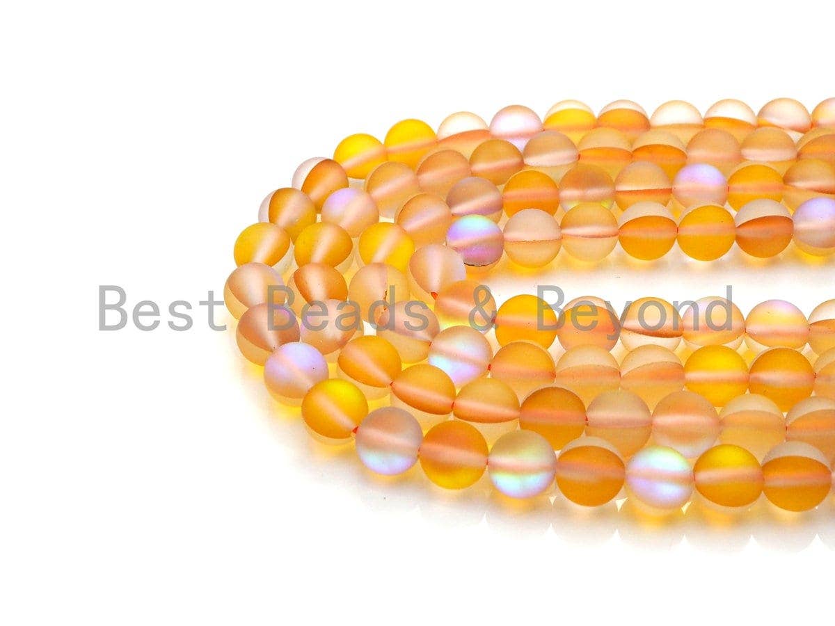 NEW COLOR!!! Spectrolite Yellow Quartz Matte, High Quality in Round 6mm/8mm/10mm/12mm, Yellow Manmade Crystal, 15.5inch strand, SKU#U820