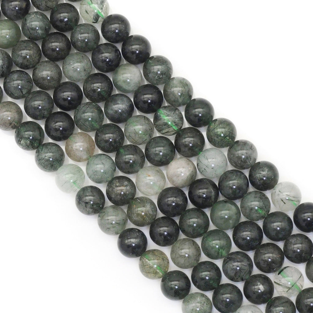 Green Tourmalated Quartz, 6mm/8mm/10mm, Sku#U1638