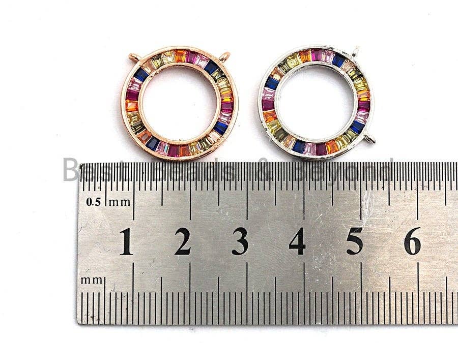 Colorful CZ Micro Pave Circular Ring  Pendant, Cz Pave Pendant, Gold/Rose Gold/Silver/Gunmetal plated, 21x21mm, Sku#F783
