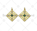 Baguette CZ Micro Pave Rhombus Shape Pendant/Charm, 18K Gold Filled Green CZ Charm,Necklace Bracelet Charm Pendant,28x25mm,Sku#L582