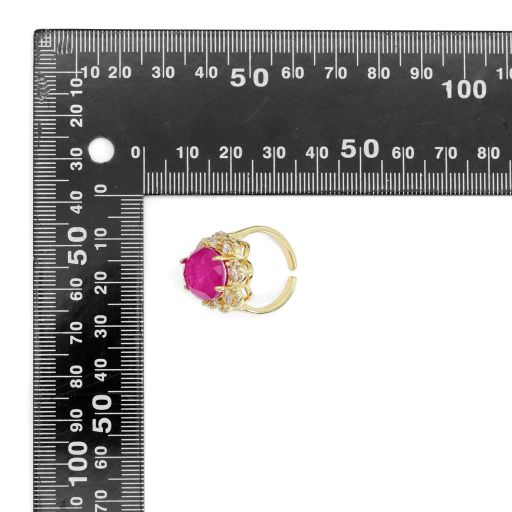 Big Oval Green Pink Stone Statement Ring, Sku#LX490