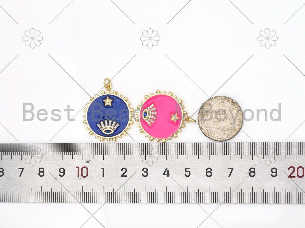 Gold Filled Colorful Pave Enamel Evil Eye Star Charm/Pendant, CZ Pave Enamel Eye Charm, Enamel Star Jewelry,25x27mm,sku#L597