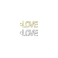 Gold Clear CZ Love Word Charm Pendant, Sku#A357