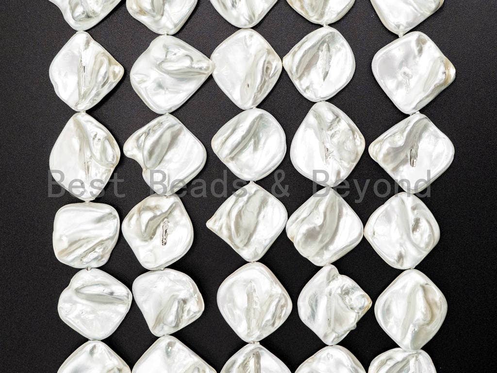 Quality Natural Mother of Pearl baroque beads, 15-21mm,White Irregular Shape Plated Pearl Shell Beads, 16inch strand, SKU#T108