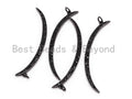 Black CZ Pave On Black Micro Pave Moon Shape Charm Beads, Cubic Zirconia Pendant,3x49mm, sku#F394