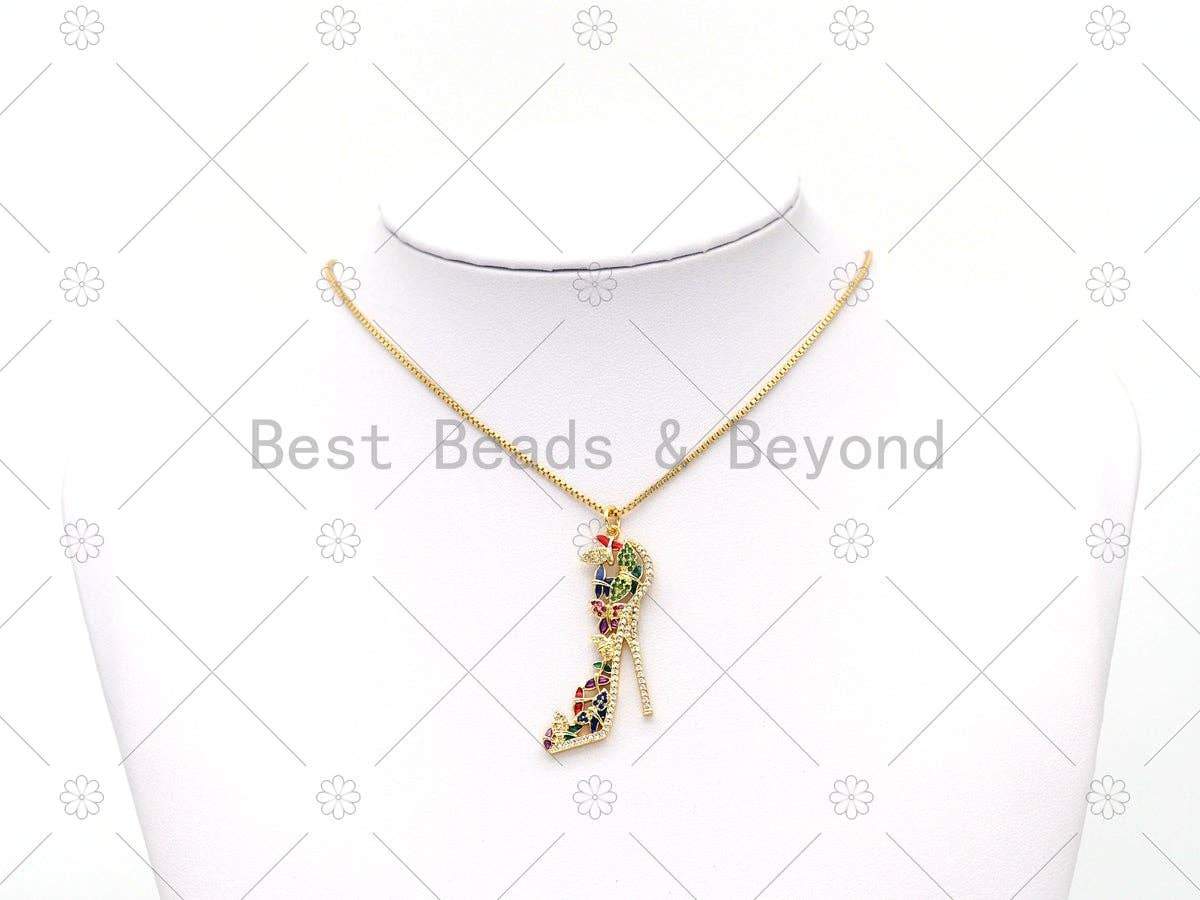 CZ High Heel Shoes Charm, Sku#Y589