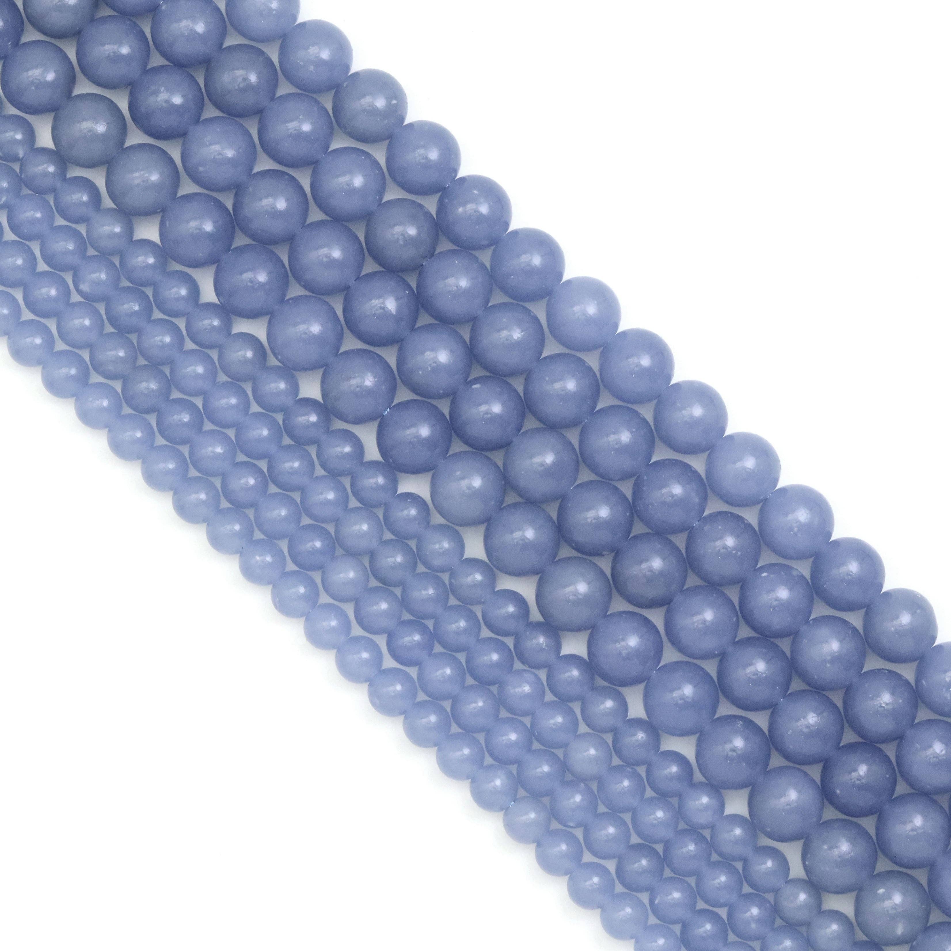 High Quality Blue Angelite Round Smooth Beads, Sku#U1895c