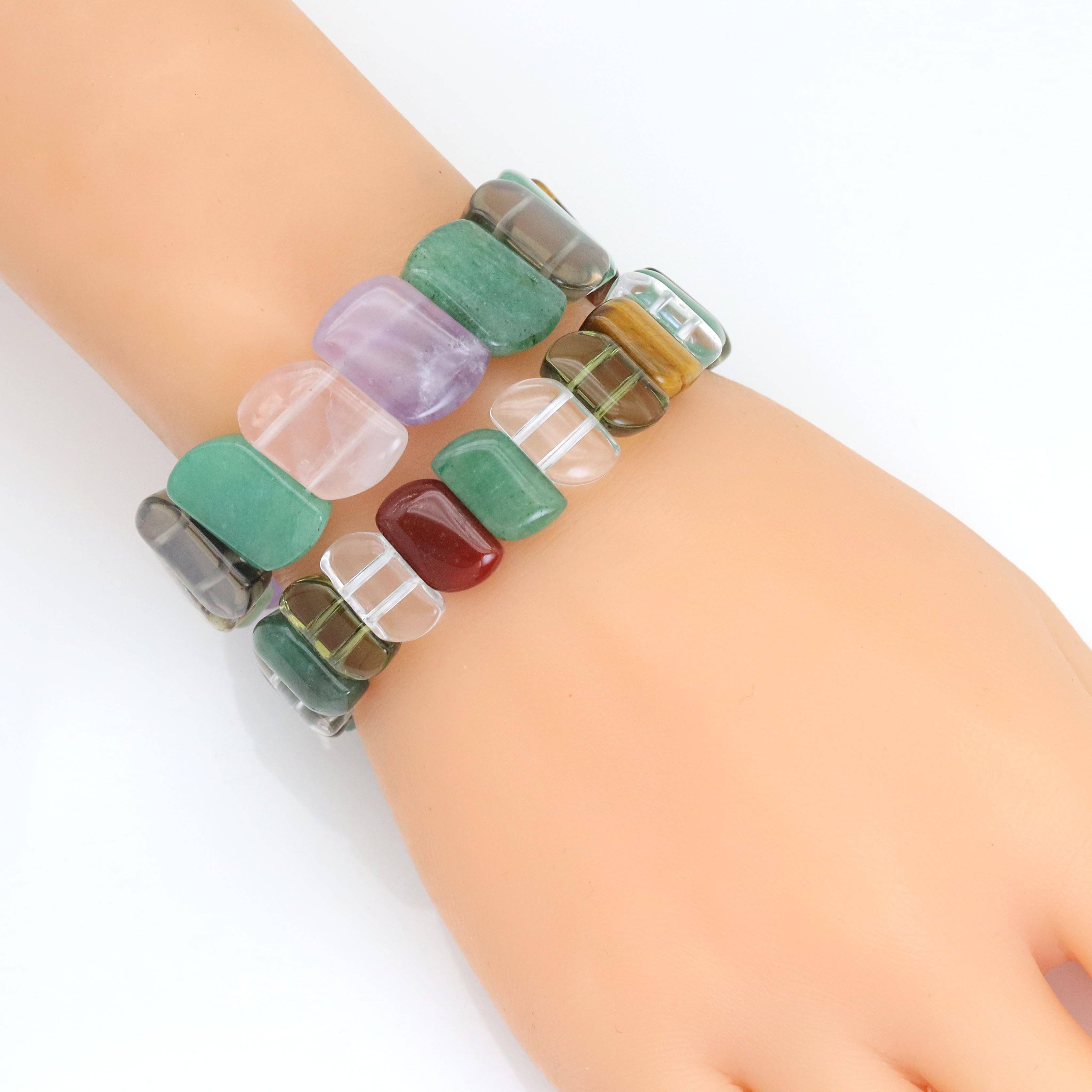 8x14mm/12x17mm Rectangle Stretchy Bracelet, Sku#U1989