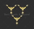 Gold Filled CZ Micro Pave Bat With North Star Shape Pendant,18K Gold Filled Bat Charm, Necklace Bracelet Charm Pendant, 42x31mm,Sku#Z1370
