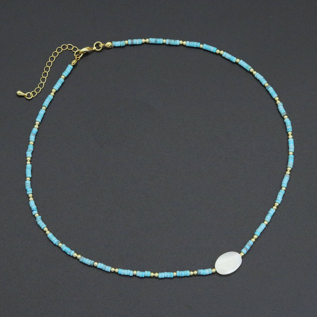 Turquoise Blue Gemstone with Pearl Necklace, sku#EF572