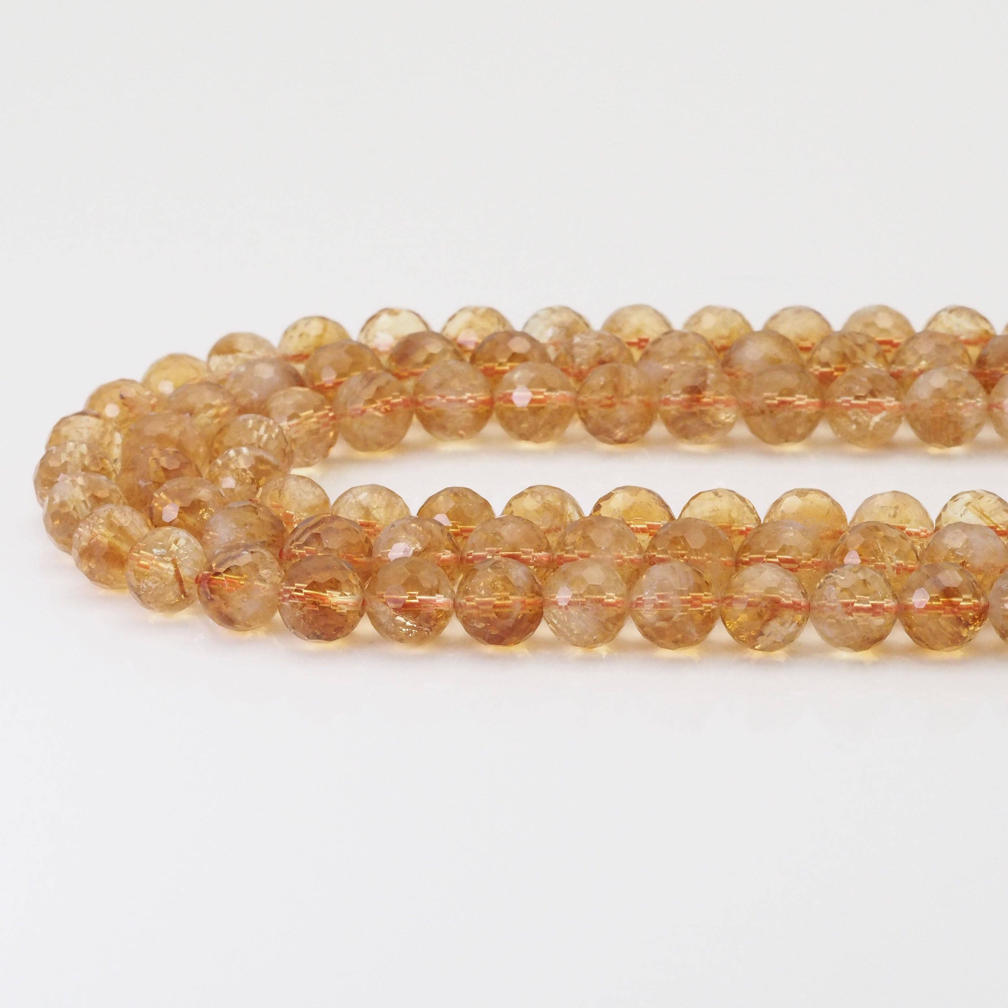 Genuine Quality Citrine Round Faceted Beads, Sku#U1655