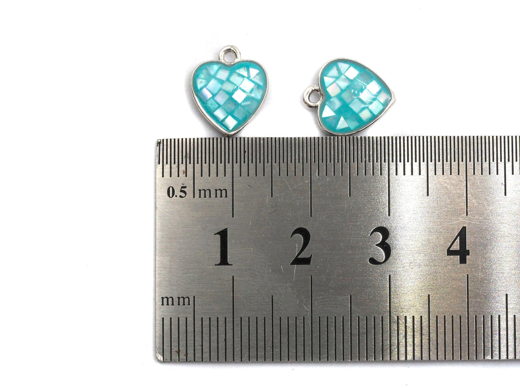 Natural Blue Shell Heart Shape Charm, 12x10mm, Sku#Z314