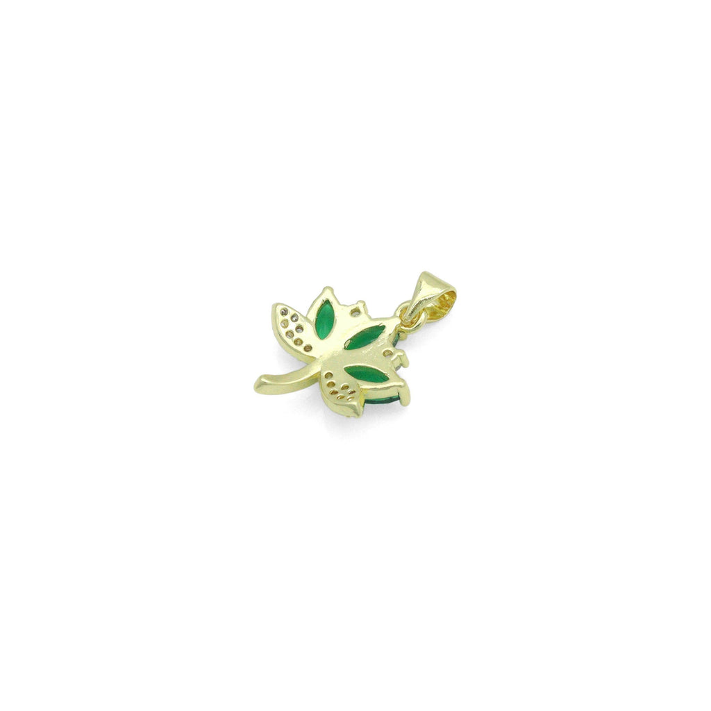 CZ Green Clear Purple Flower Maple Leaf Charm Pendant,Sku#LK1229