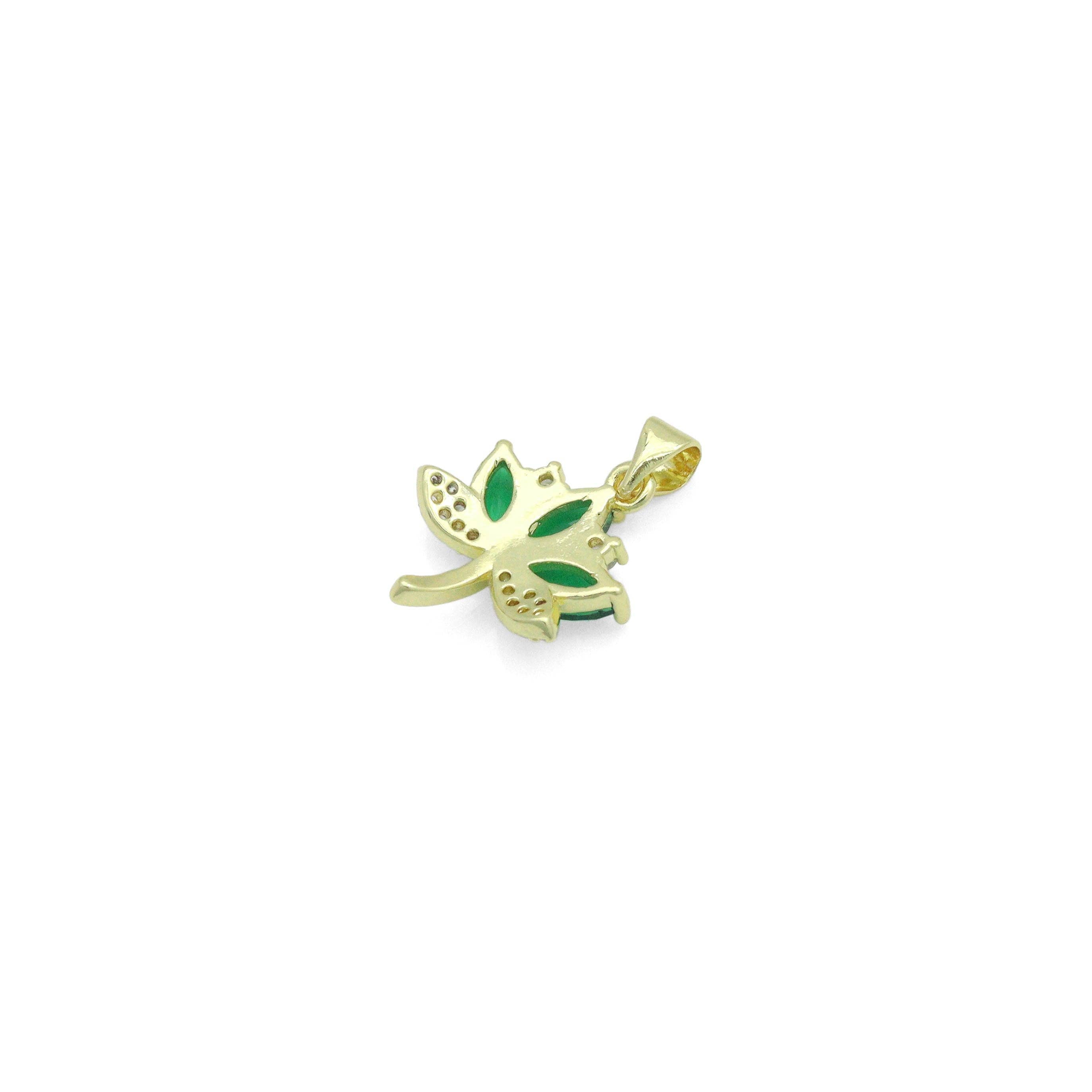 CZ Green Clear Purple Flower Maple Leaf Charm Pendant,Sku#LK1229