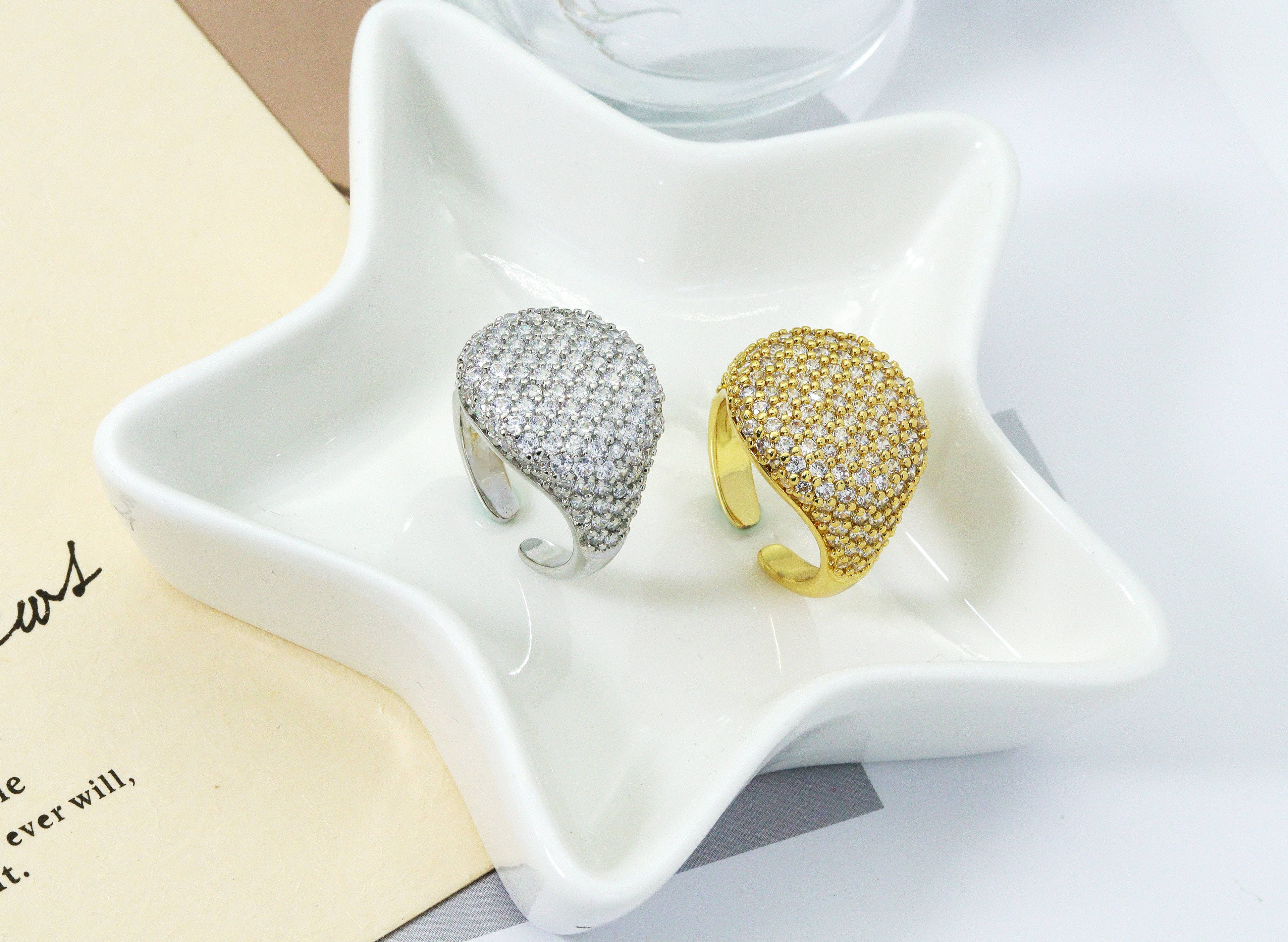 CZ Oval Adjustable Ring, Sku#B188