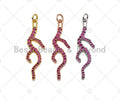 Fuchsia CZ Micro Pave Coral Branch Pendant/Charm, Antler Tree Branch Cubic Zirconia Pendant, Silver/Gold/Rose Gold Tone, 10x34mm, Sku#Y286