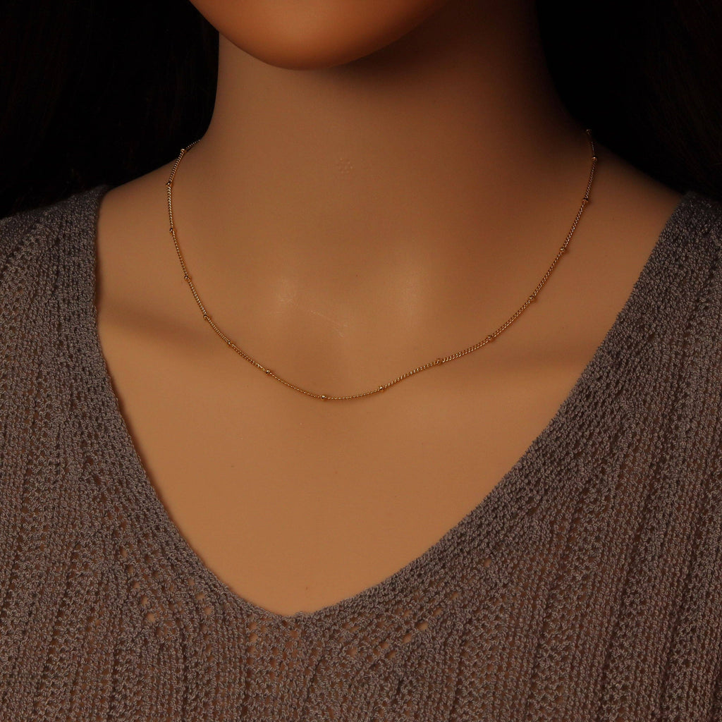Gold Silver Danity Ball Chain Adjustable Necklace, Sku#LX595