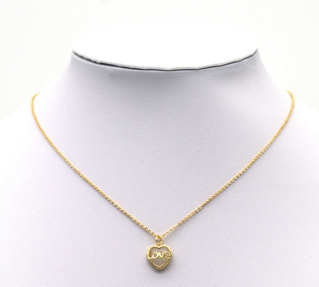 Gold Mother of Pearl Love Heart Charm, Sku#ZX98