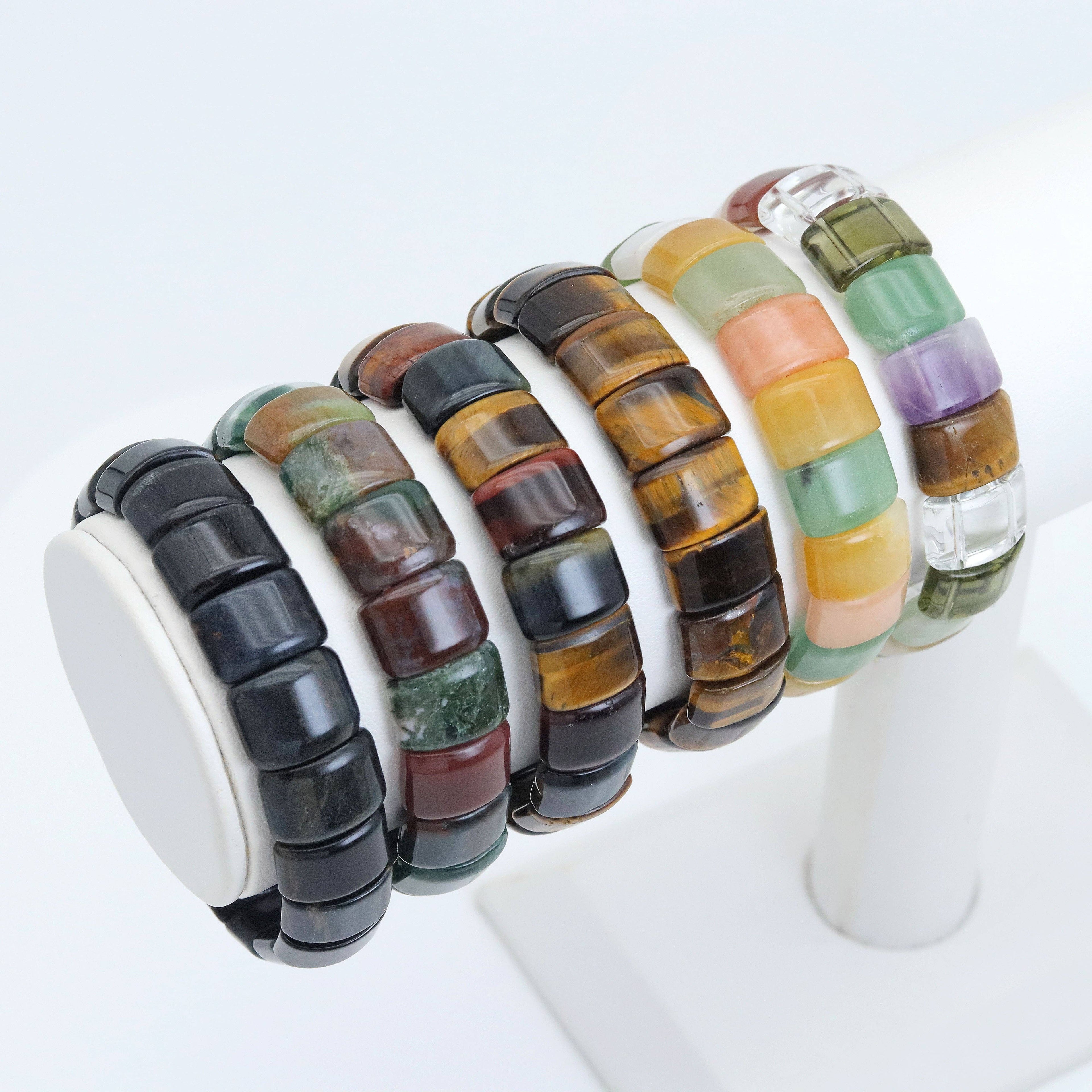 10x15mm Curved Rectangle Stretchy Bracelet, Sku#U1984