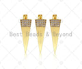 CZ Micro Pave 3D Pyramid Shape Pendant/Charm,18K Dainty Gold Charm, Necklace Bracelet Charm Pendant,10x33mm,Sku#LK301