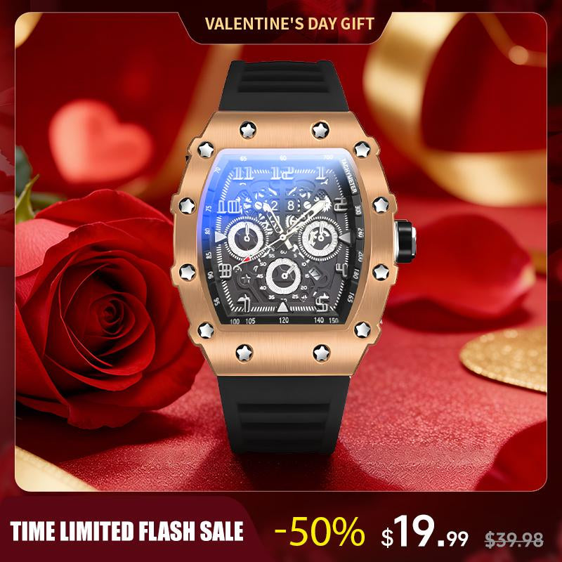 Men'S Colorful Punk Style Quartz Watch, Multi.Functional Waterproof Dual Display Wristwatch, Trendyfashion Sport Watch, Birthday Gift with Gift Boxfashionable Wristwatch Multifunctional Men Luminous Hand