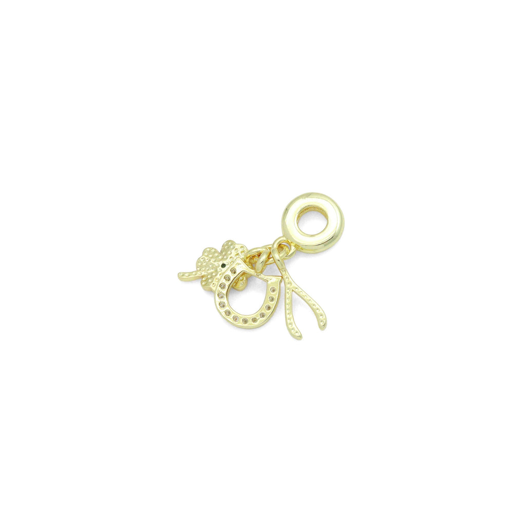 Flower Horseshoe Wishbone Charm Pendant,Sku#LD721