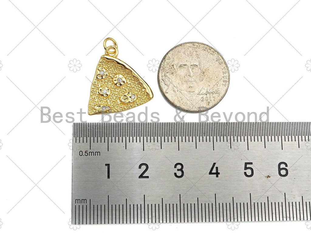 Gold Filled CZ Micro Pave Triangle Pizza Shape Pendant, 18K Gold Filled Pizza Charm, Necklace Bracelet Charm Pendant,19x20mm,Sku#Y463