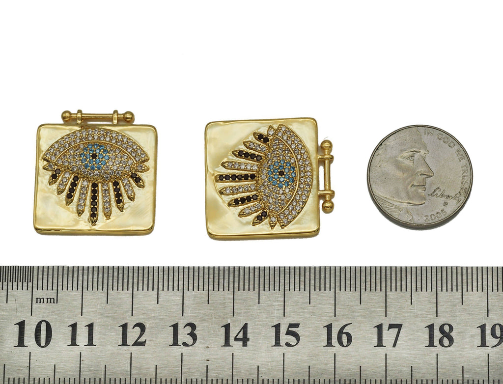 CZ Evil Eye On Square Charm, Sku#L660