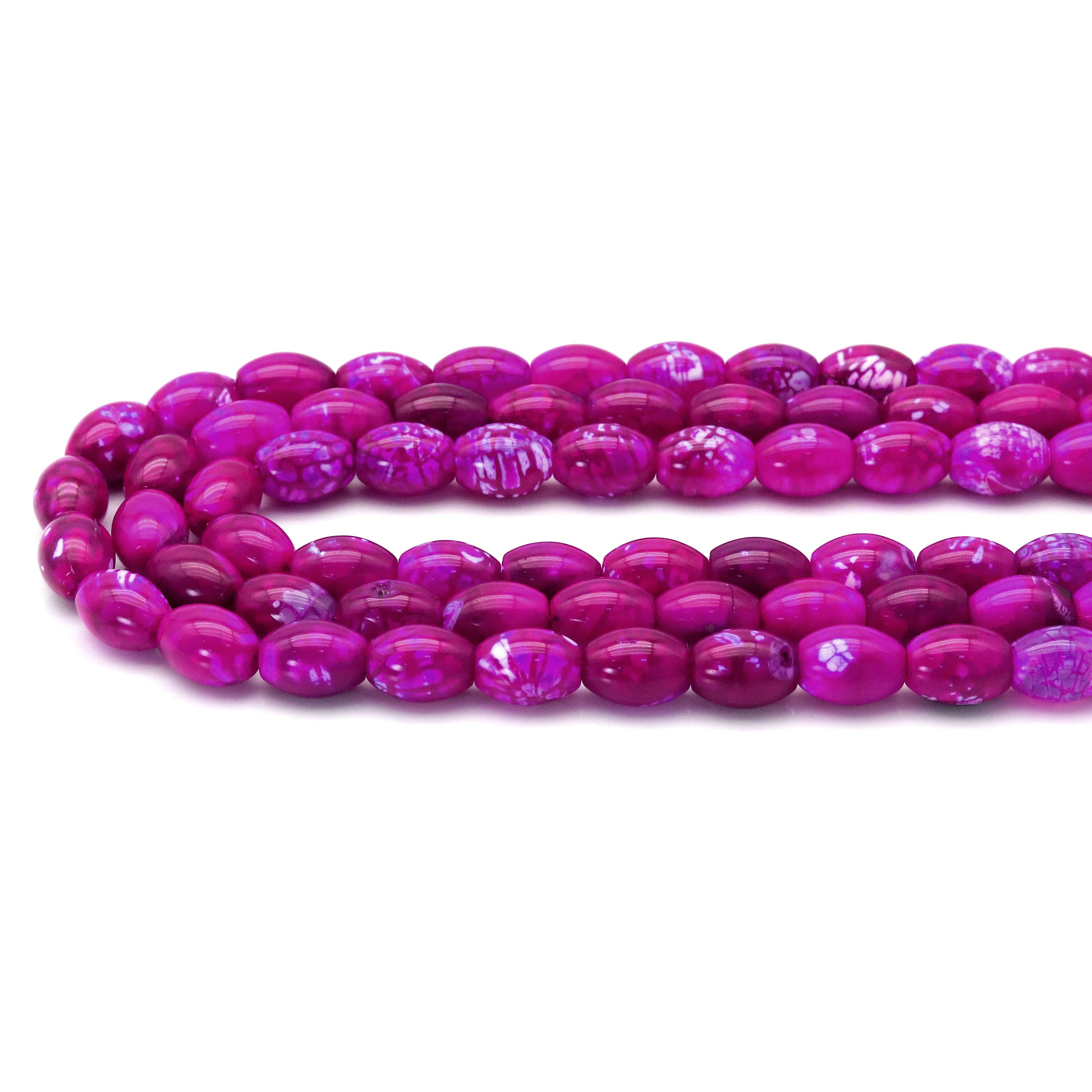 Hot Pink Agate Drum Shape Smooth Beads, Sku#U1801