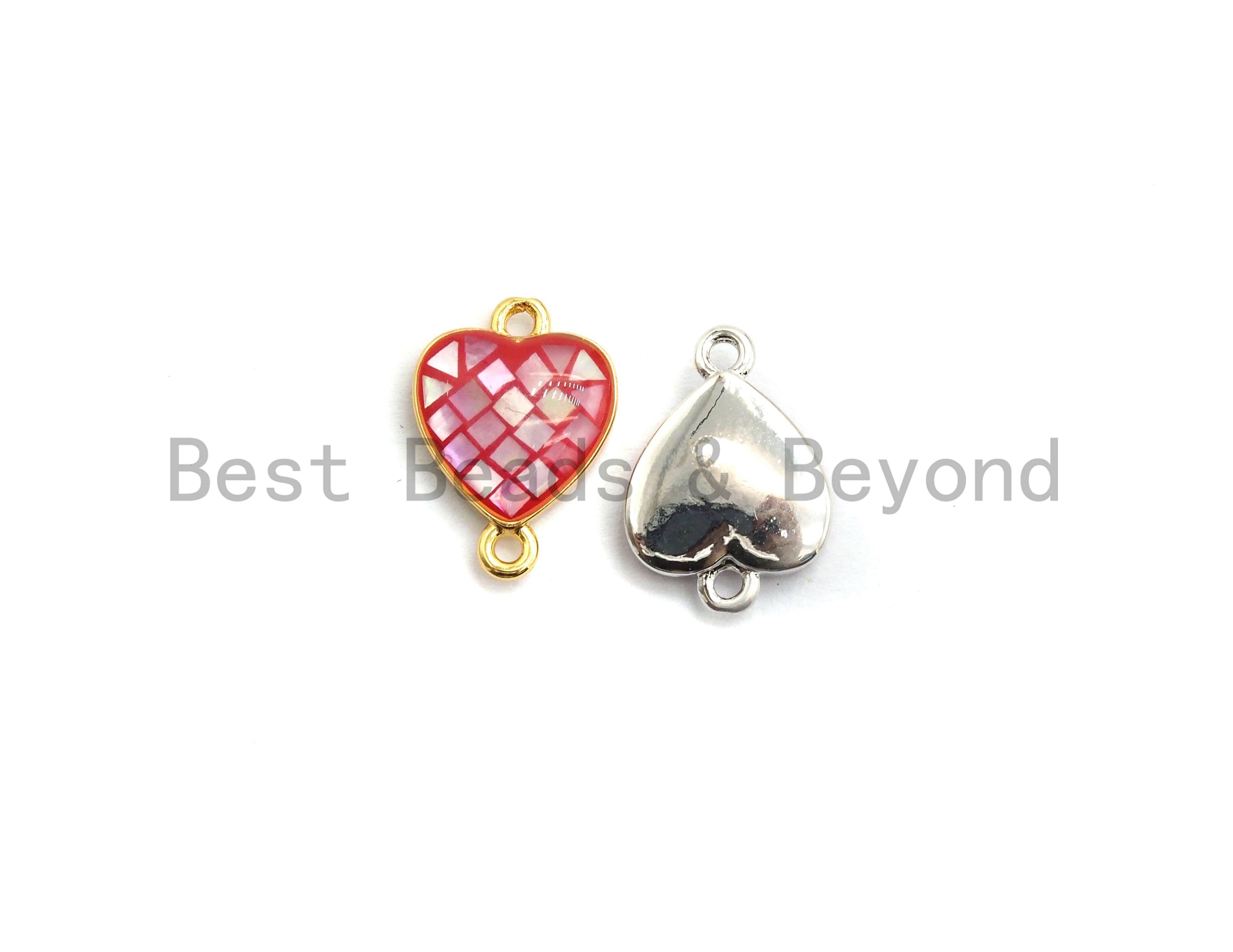 100% Natural Heart Shape Hot Pink Connector with Gold/Silver Plated Edging, Fuchsia pink Connector, Shell Connector, 10x14mm,SKU#Z276