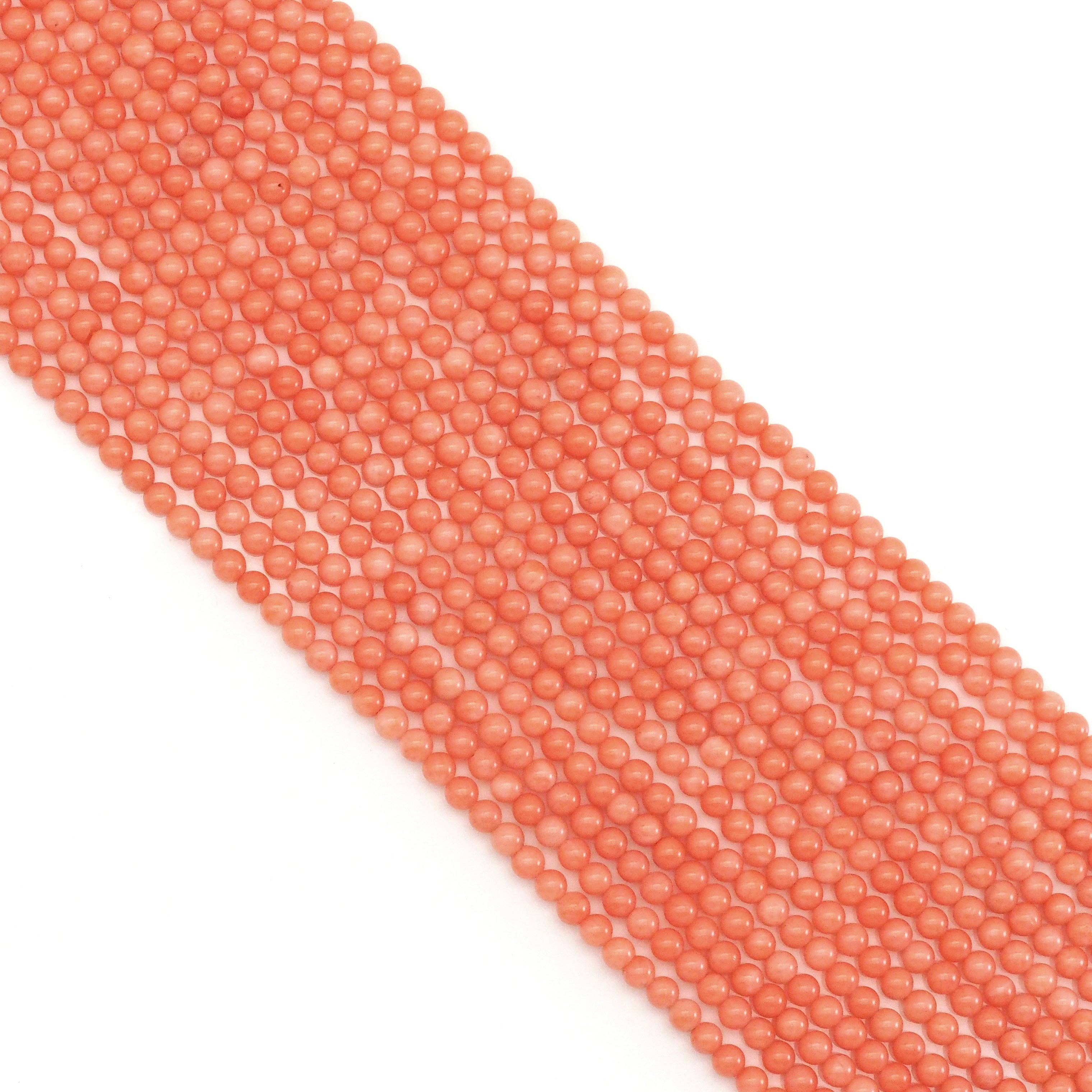 Natural Quality Orange Coral Round Smooth Beads, Sku#U1768
