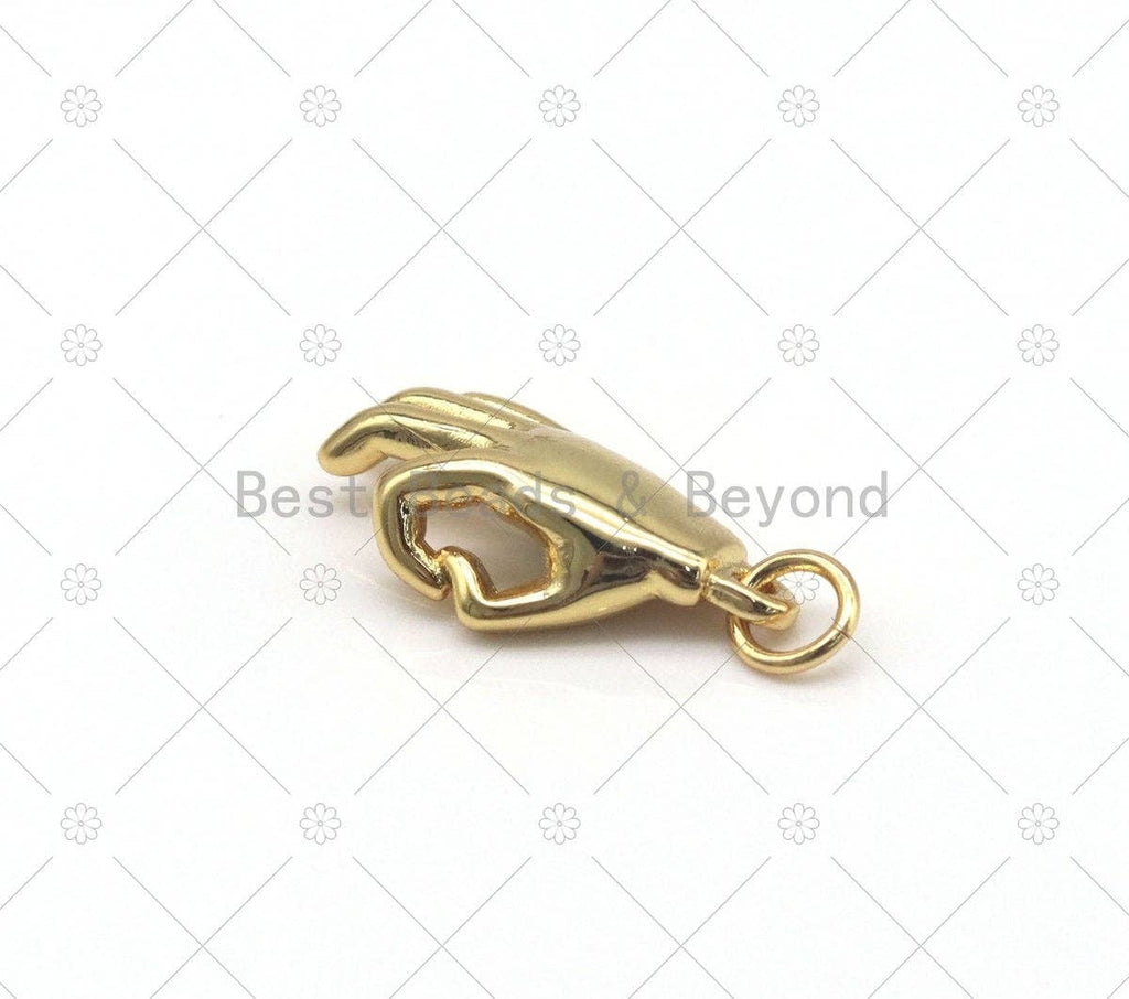 Enamel Colorful Evil Eye On Hand Shape Pendant, SKU#Y550