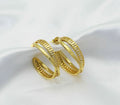 Gold Double Round Ring Huggie Earrings, Sku#J353