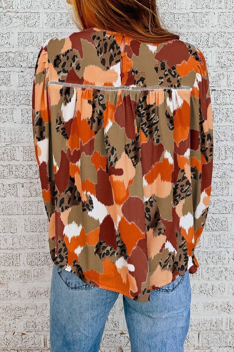 Nicole - Abstract Leopard Long Sleeve Blouse