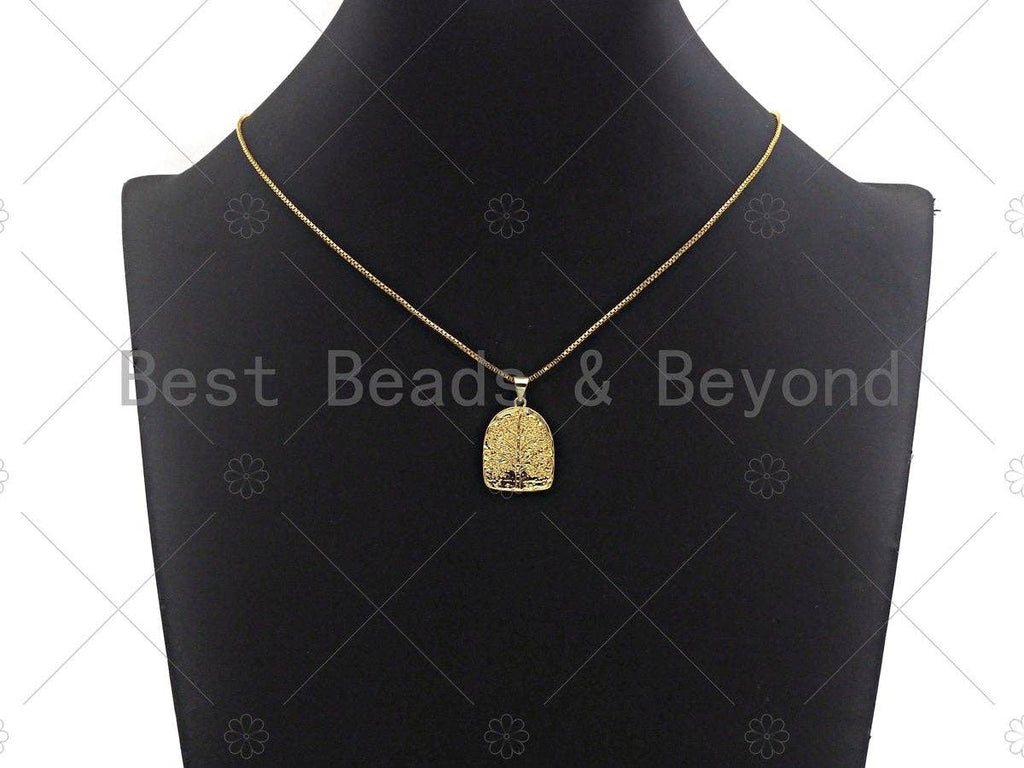 Dainty Gold Silver Life Tree Charms, Dainty Medallion Charms, Gold Silver Pendant, Medallion Necklace Charms, 17x23mm, Sku#L333