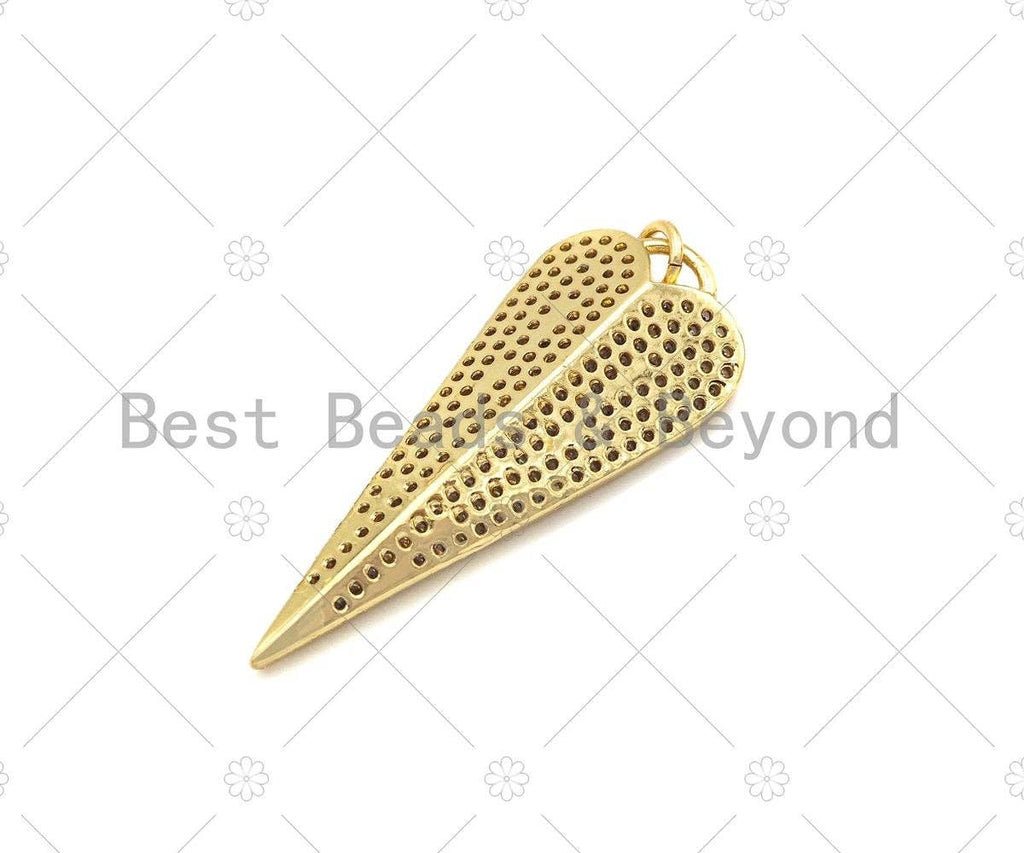 CZ Micro Pave Heart Shape Pendant/Charm,Cubic Zirconia long heart Charm, Heart Necklace Bracelet Charm Pendant,14x36mm, Sku#Y413