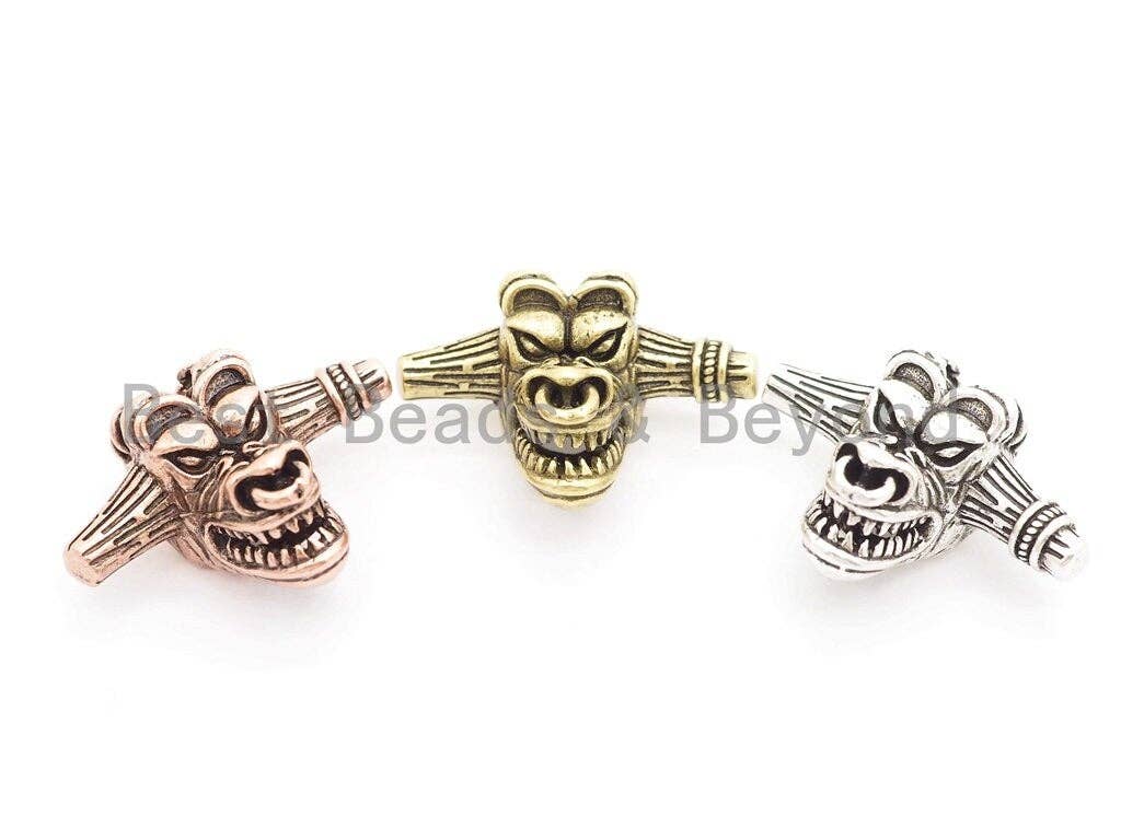 Antique Tauren Bead, Bull Evil Skull Bead, Antique skull Charms, Men's Bracelet Beads, 29mm, 1pc, sku#Y133