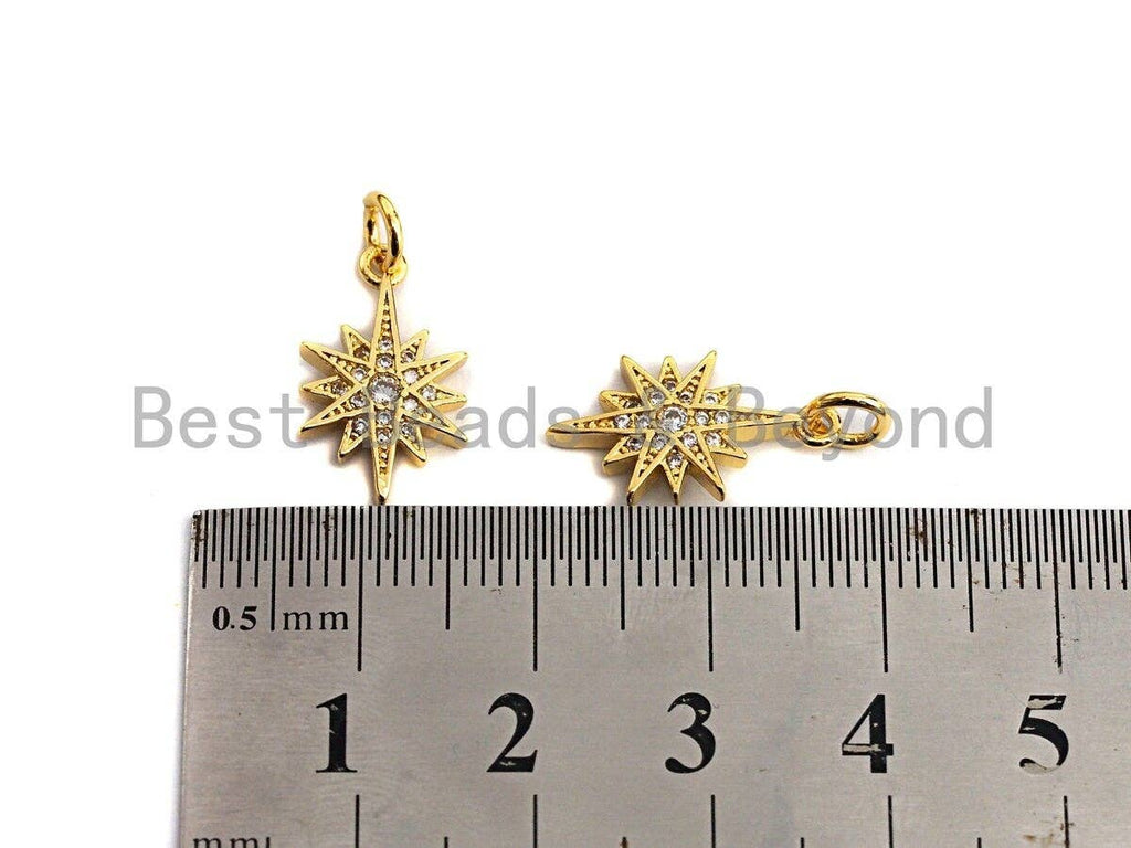 Clear CZ Micro Pave North Star Shaped Pendant/Charm, Gold/Rose gold Star Cubic Zirconia Pendant Charm,10x17mm,sku#Z588