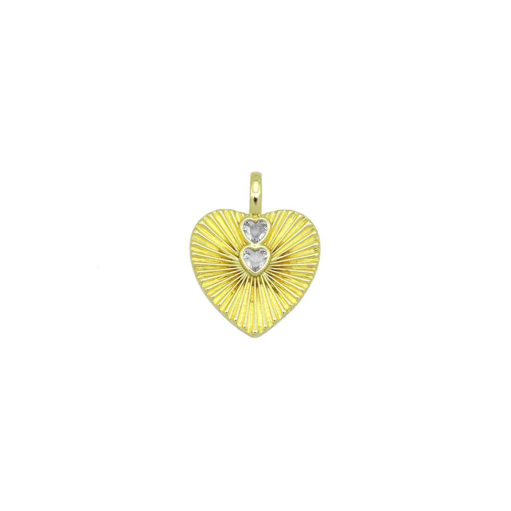 Cystal CZ Heart on Radical Heart Charm Pendant, Sku#LX755