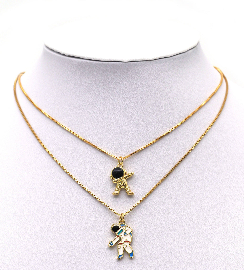 Gold Enamel Astronaut Charm, Sku#LD278