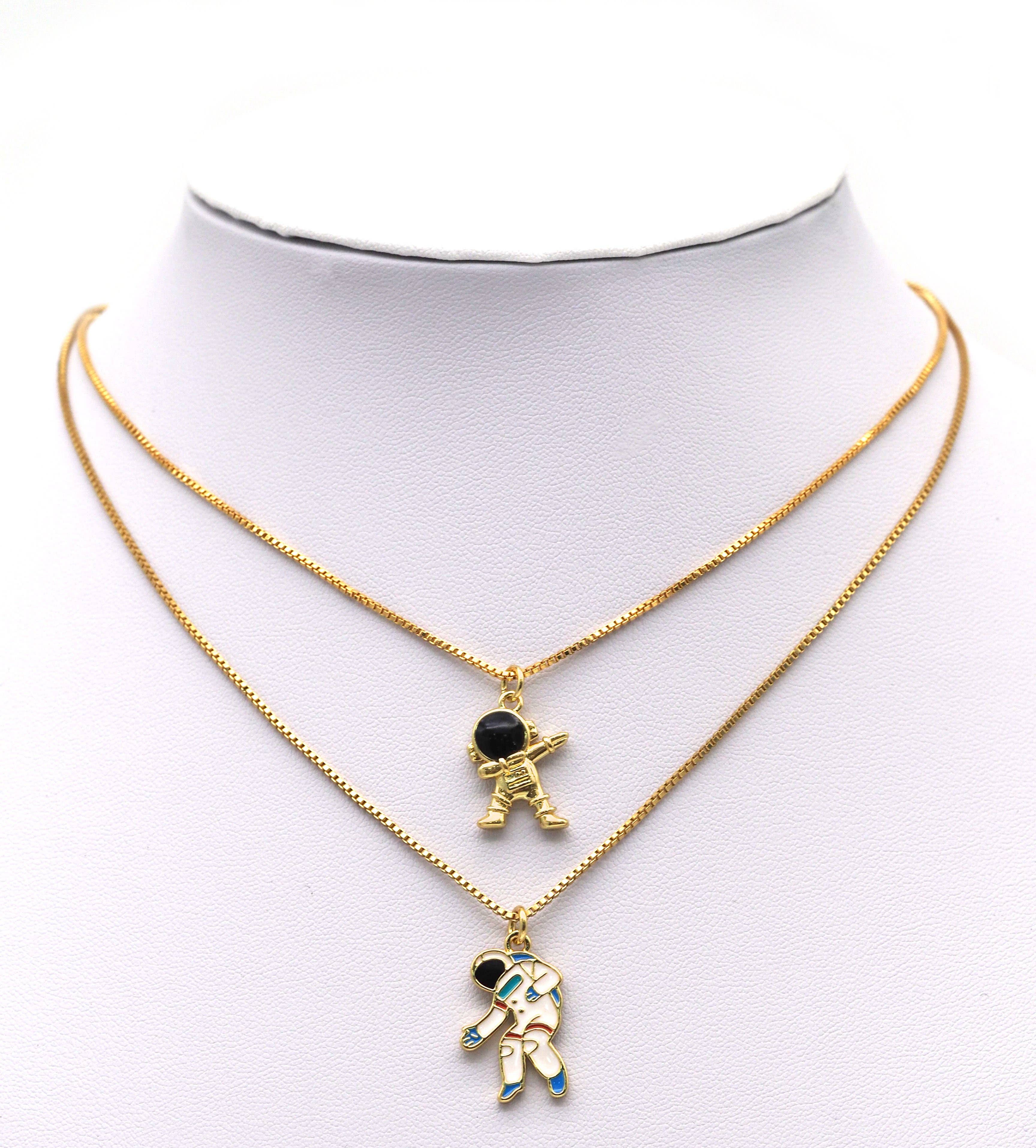 Gold Enamel Astronaut Charm, Sku#LD278