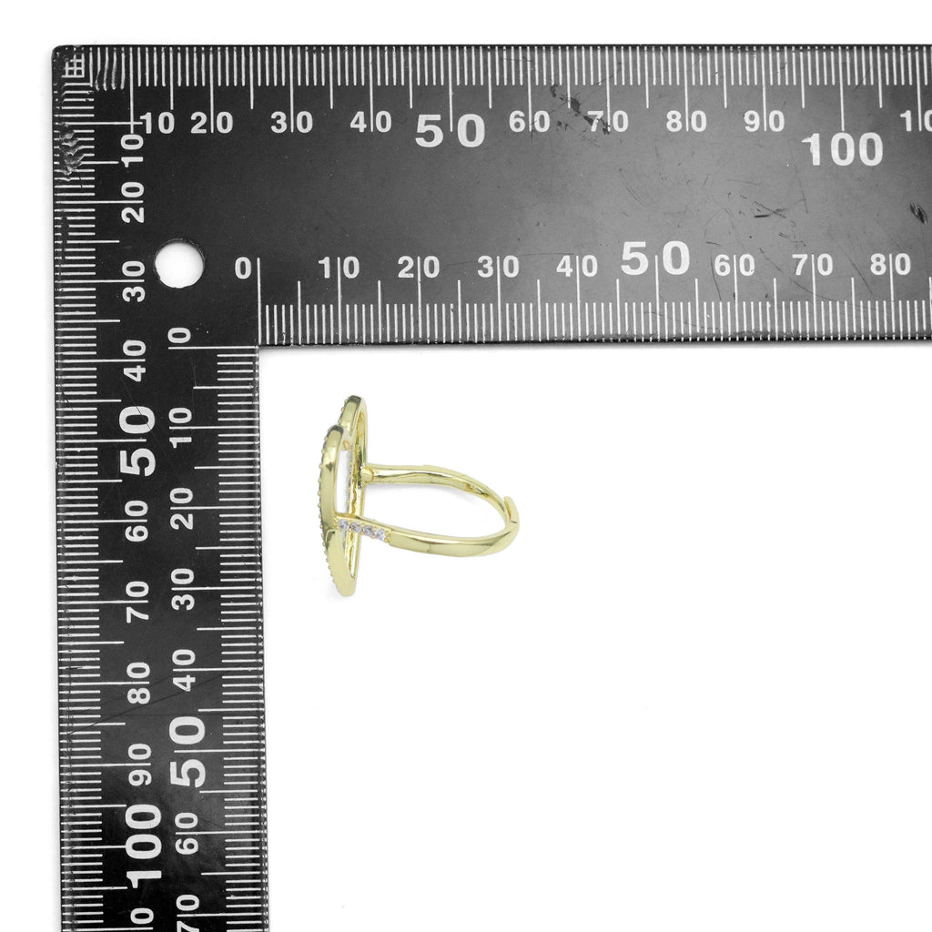 Clear CZ Open Heart Statement Adjustable Ring, Sku#A338